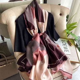 Brand Designer Silk Scarf Female Foulard Bandana Long Shawls Wraps Winter Neck Scarves Pashmina Lady Hijab Luxury New Y220419