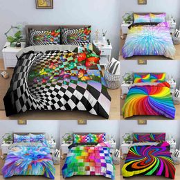 Psychedelic Bedding Set 3d Abstract Duvet Cover Quilt with Zipper Queen Double Comforter Sets Kids Gifts No Bed Sheet