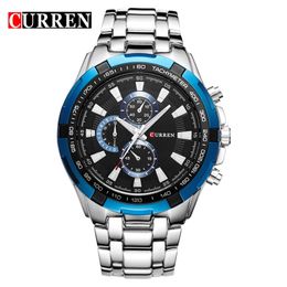 CURREN Fashion Business Men Watches Analogue Sport Clock Full Steel Waterproof Wrist Watch For Men relogio masculino Male Clock T200113