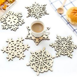 Wooden Snowflake Mug Coasters Holder Chic Drinks Coffee Tea Cup Mat Decor Mats 500pcs/lot F0330