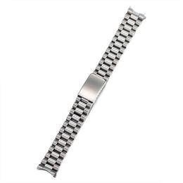 18mm 20mm Brush Polish Solid Stainless Steel President Strap Band Curved End Fit H220419