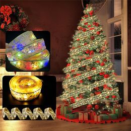 Strings 5m 10m 20m LED Double Layer Stamping Ribbon String Lights Fairy For Christmas Tree Outdoor Garden Wedding DecorationLED StringsLED