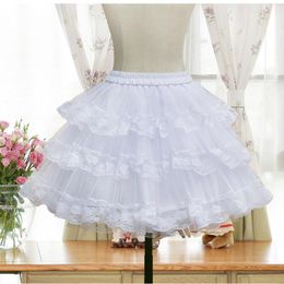 short white petticoat skirt UK - Skirts Layer White Tulle With Floral Lace Trim Fluffy Ball Gown Sweet Cute Lolita Skirt Gothic Short Petticoat Tutu Underskirt WomenSkirts