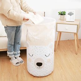 Storage Bags Cartoon Bear Collapsible Bag Beam Port Transparent Organiser Clothes Blanket Baby Toy Basket Container Quilt TravelStorage