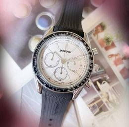 Super Popular fashion mens stopwatch watch 40mm auto date all sub dials working Rubber Belt Chronograph Quartz Movement Limited Edition wristwatch