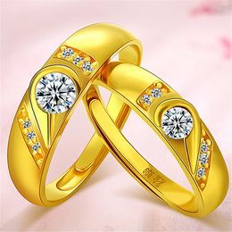 Fashion creative couple rings heart-shaped gold-plated pair of wedding Tanabata Valentine's Day gift diamond love rings Jewellery