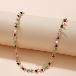 Chains Colourful Bead Choker Necklace For Women Charms Gold Colour Star Clavicle Chain Handmade Jewellery Accessories Collar 15667Chains ChainsC