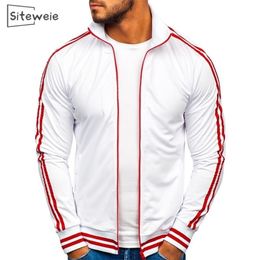 SITEWEIE Men Zip Up Jacket Spring Autumn Fashion Brand Slim Fit Coats Male Casual Baseball Uniform Bomber L395 201104