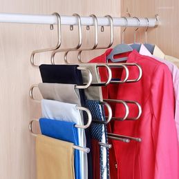 Layers S Shape Stainless Steel MultiFunctional Clothes Hangers Pants Storage Hanger Cloth Rack Garment & Racks