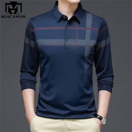 Brand Plaid Polo Shirts Men Spring Autumn Long sleeve Tee Shirts Homme Slim Fit Korean Casual Camisa Polos T1068 220402