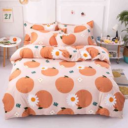 Large Print Brushed Four Piece Set of Plant Cashmere Thickened Bed Sheet Quilt Cover Bedding Set