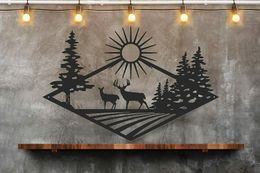 Morning Rise Deer Hunting Metal Wall Art Sign for Home Cabin Decor