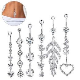 dangle navel jewelry Australia - Navel Bell Button Rings Body Jewelry Drop Delivery 2021 Sier Rose Gold 6Pcs Belly Dangle Piercing Accessories Charming Sexy Bar 1Zybr