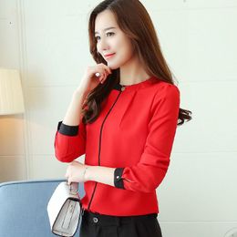 Women's Blouses & Shirts Chiffon Women Blouse Shirt Long Sleeve Red Women's Clothing Office Lady Tops Ladies' Blusas A91 30Women's