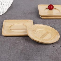 Bamboo Sauce Plate Round Square Seasoning Dish Mini Saucers Dishes Sushi Dipping Plates Cup Mat BBB14940