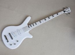 4 Strings White Electric Bass Guitar with Slanted Pickups Can be Customised