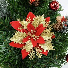 Decorative Flowers & Wreaths 5PC Glitter Artificial Christmas Tree Ornaments Merry Decorations For Home Year Gifts Flower