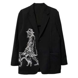 [Spot]B. N dark harbor style Yohji graffiti walking dog leisure wool suit ins men's and women's coat suit