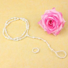 Anklets 1 SET Exquisite Pearl Anklet Beach Imitation Barefoot Sandal Chain Foot Jewellery Women Ankle Bracelet Marc22