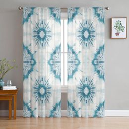 Curtain & Drapes Boho Watercolor Geometric Tie Dye Tulle Window Curtains For Bedroom Indoor Living Room Voile Decorative Sheer DrapesCurtain