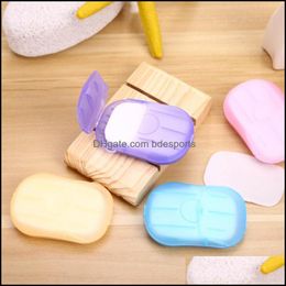 Soaps Bathroom Accessories Bath Home Garden Soap Sheet Disposable Box Mini Paper Portable Hand Wash Outdoor Hiking Foaming Cleaning Slice