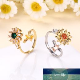 Adjustable Spinning Band Ring Diamond-Embedded Simple All-Matching Fashion Anti-Pressure Ring