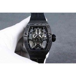 uxury watch Date Luxury Mens Mechanics Watch Richa Wristwatches Rm052 Animation Adds Thriller Black Irregular Textured Carbon Fiber Case Titanium