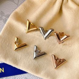 Top Quality Ear Studs Designer Woman Gold Earrings Exquisite Simple V Letter Jewellery Hip Hop Stud Earring Women Titanium Steel louiselies & vittonlies