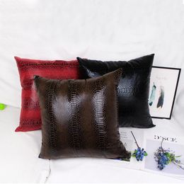 Cushion/Decorative Pillow Fashion Snake Suede Thin Pure Solid Red Decorative Pillowcase Chair Cushion Car Sofa Home Decor 45x45cm 40 50 60 C