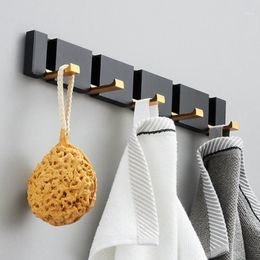 Hooks & Rails Folding Towel Holder Wall Mounted Door Keys Hook Retractable Bath Clothes Hanger Coat Bedroom Accessories