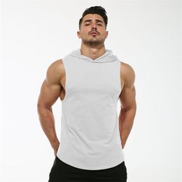 Men's Hoodies & Sweatshirts Men's Fitness Fleece Sports Hooded Elastic Sleeveless Round Hem FleeceMen's