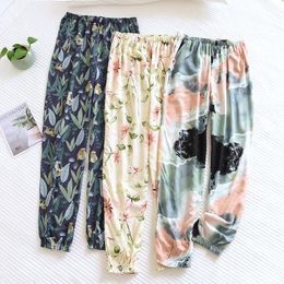 Women's Sleepwear Summer Thin Anti Mosquito Pants Elastic Waist Viscose Sleep Bottoms Women Pyjamas Casual And Loose Print Sleeping Clothes