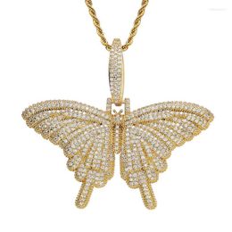 Pendant Necklaces 2022 Small Butterfly Necklace Micro Pave CZ Stone Men's Women's Jewellery Hip Hop