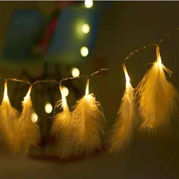 Strings Feather Copper Wire Led String Light Fairy Lights Christmas Decorations For Room Navidad Wedding Decor Gift Battery OperatedLED Stri