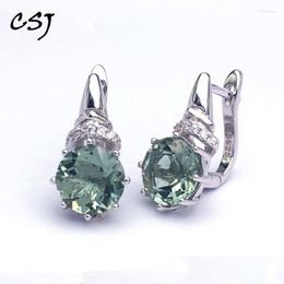 Stud Real Natural Green Amethyst Earring Sterling 925 Silver Round 8mm 5Ct Fine Jewellery For Women Lady Party GiftStud Kirs22