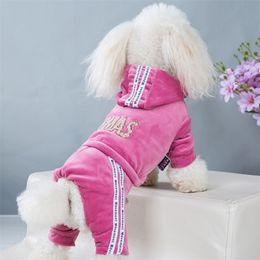 Fashion letter Pet Dog Clothes for Dogs Coat Hoodie Sweatshirt Four seasons Dog Clothing Cartoon Pets Clothing Bodysuit 201028