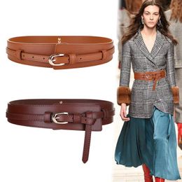 Belts Fashion Wide Cowskin Cummerbund Women's Cummerbunds Knot Real Leather Waistbands For Dress Decorate Waist Belt Coat AccessoriesBel