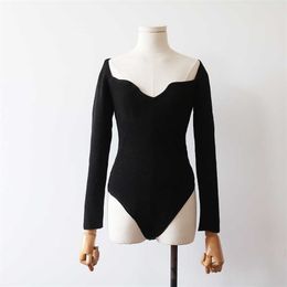 Spring Women Sexy Bodysuit Winter Fashion Casual Bodycon Solid Knitted Bodysuits Body Tops For Women Female 210715
