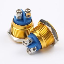 Switch 16mm Metal Oxidation Brass Push Button Flat Round 1NO Car Press Screw Terminal MomentarySwitch