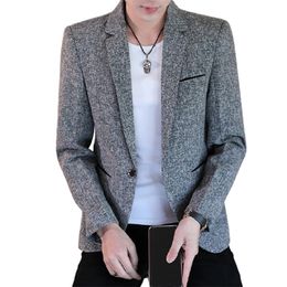 Fashion Blazer Coat Men Single Button Casual Men Slim Blazer Jacket Designs Formal Jacket Mens Fit Stylish Blazer Suit Coat 220409