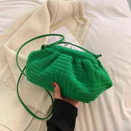 green velvet bag UK - Winter Clutch Purses Luxury Designer Shoulder Bag for Women Handbag High Quality Clip Cloud Crossbody Bag Female Travel Totes G220422