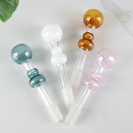 Smoke Pipes Coloured Hand Mini Clear Thick Glass Colour Smoking Pipe Dab Rigs Straight Type 11CM 4 Colours Transparent Oil Burner