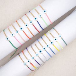 Handmade Multicolor Japanese Miyuki Beads Strands Evil Eye Charm Bracelet Jewelry