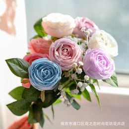 Decorative Flowers & Wreaths Single Branch Simulation Fake Rose Flower Artificial Peony Head Wedding Decoration Home Party Decor Bouquet Sil
