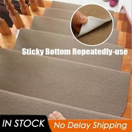 14pcs/Set Self-adhesive Stair Pads 20x45cm Anti-slip Rugs Carpet Mat Sticky Bottom Repeatedly-use Safety Pads Mat for Home T200518