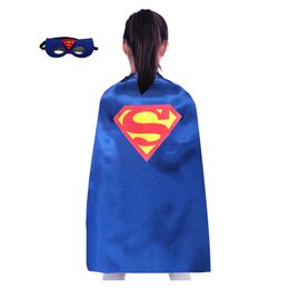 Single layer lace-up cosplay cape and mask set 70x60CM 5 characters kids Satin capes mix order Halloween Party favors for 3-10 year old