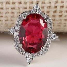 Wedding Rings Fashion Women Ring Vintage Red Zircon Stone For Accessories Jewellery Engagement Female Casual Rhinestones RingWedding