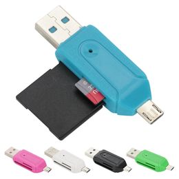 2 in 1 USB OTG Card Reader Adapter High-speed Micro USB TF SD Card Reader For Android Computer Laptop