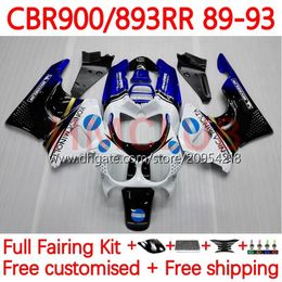 Body Kit For HONDA CBR 893RR 900RR CBR893 CBR 900 893 RR CC 89-97 Bodywork 119No.2 893CC CBR893RR 89 90 91 92 93 CBR900RR 1989 1990 1991 1992 1993 Fairing konica blue