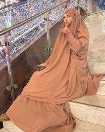 abaya khimar UK - Ethnic Clothing Ramadan Eid Muslim Prayer Garment Dress Women Abaya Jilbab Hijab Long Khimar Robe Abayas Islam Niqab Djellaba BurkaEthnic